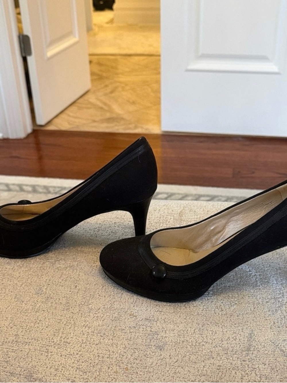 Nine West Black Fabric Platform Pumps Heels 9.5